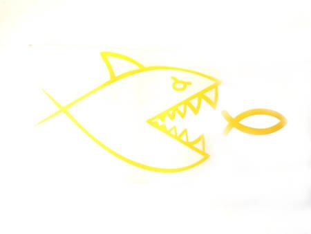 Naklejka rekin żółta 15cm